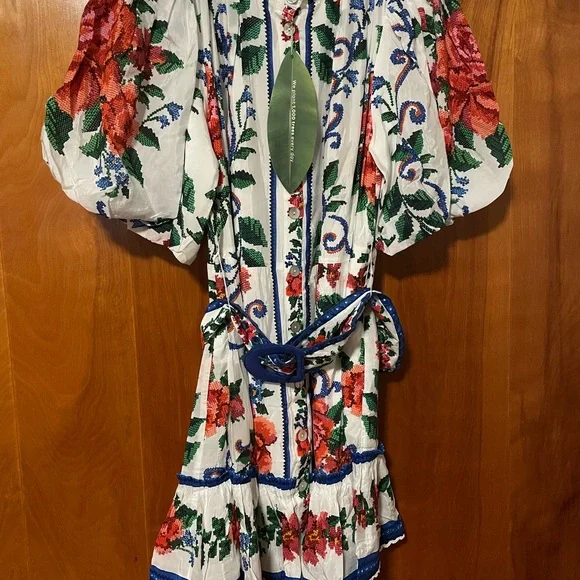 FARM Rio Off White Flower Tapestry Mini Dress - NWT - Picture 6 of 8